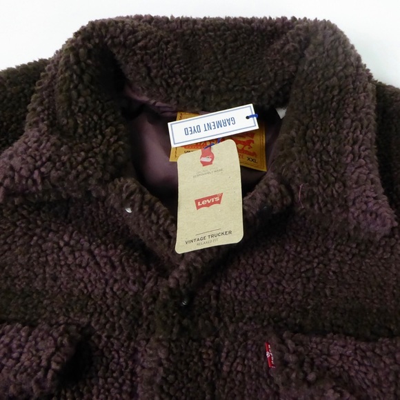 Levi’s Faux Sherpa Relaxed Fit Vintage Trucker Work Jacket NWT Plaid Dyed - Picture 8 of 12